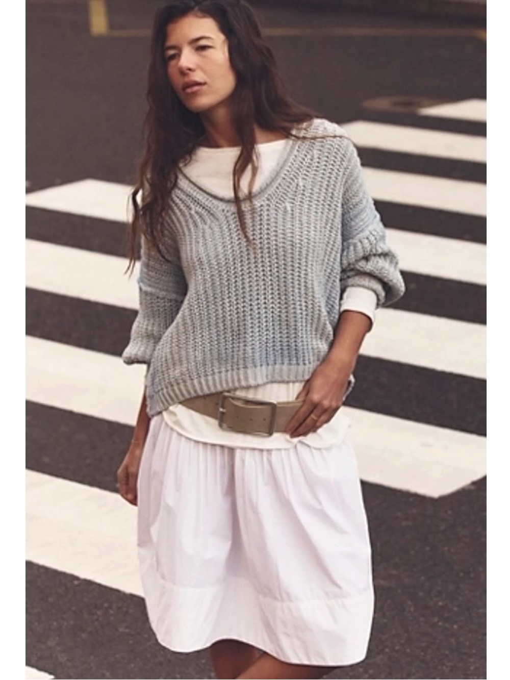 Free People Dainty Bohemian Vottage Peyton Pintuck Midi Skirt White Size 14 NWT - Picture 5 of 12